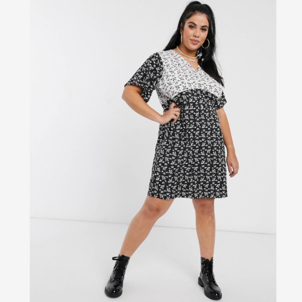 Mini Tea Dress in Mixed Vintage Floral Print